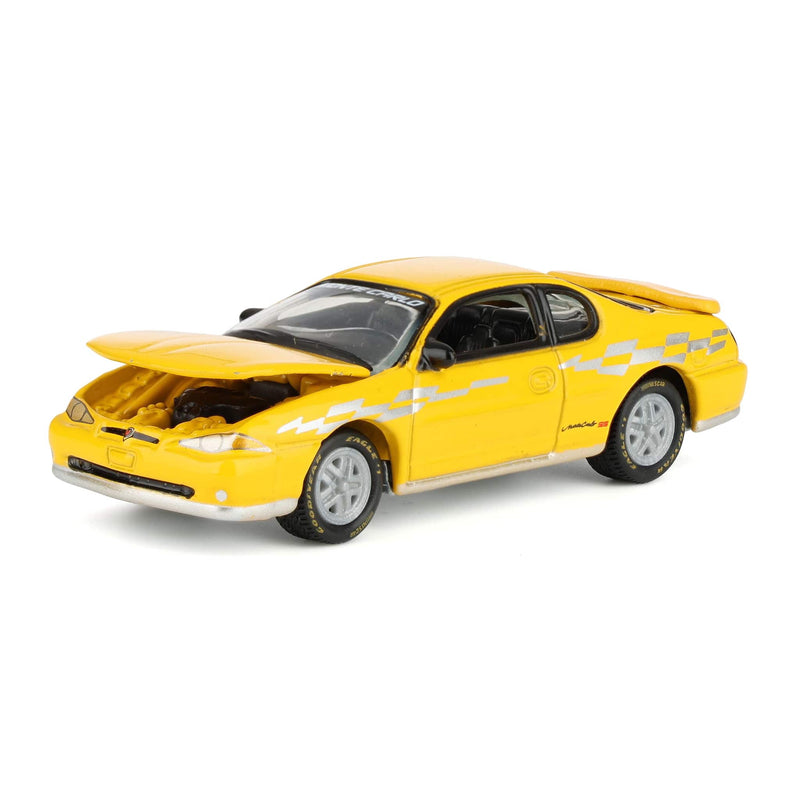 1/64 2002 Chevy Monte Carlo Pace Car, Competition Yellow, Johnny Lightning Collector Tin Series