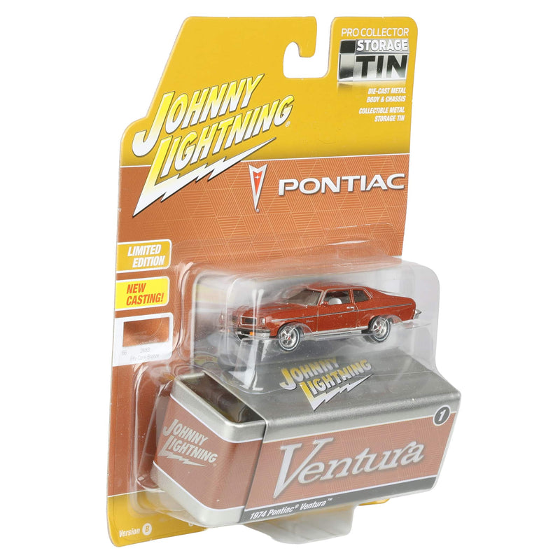 White Lightning Chase Unit ~ 1/64 1974 Pontiac Ventura, Fire Coral Bronze, Johnny Lightning Collector Tin Series