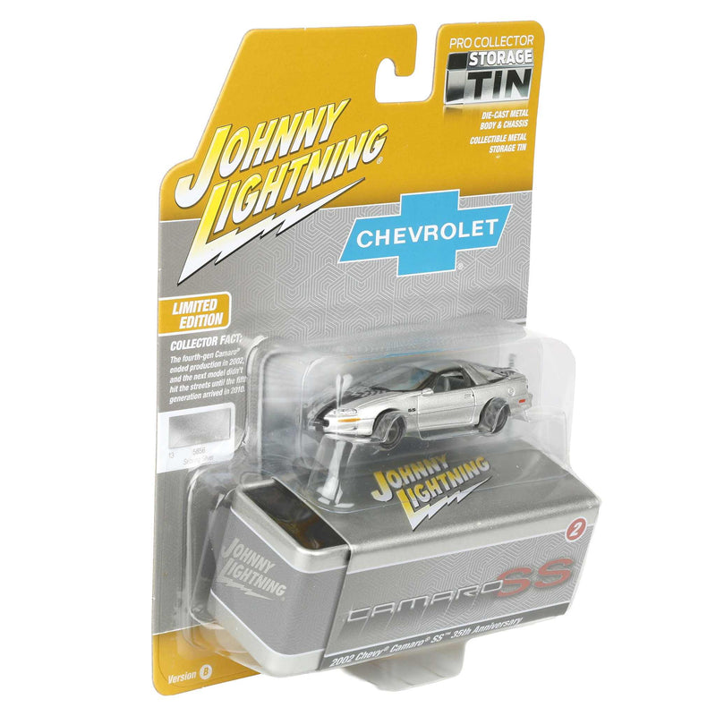 1/64 2002 Chevy Camaro SS 35th Anniversary, Sebring Silver, Johnny Lightning Collector Tin Series