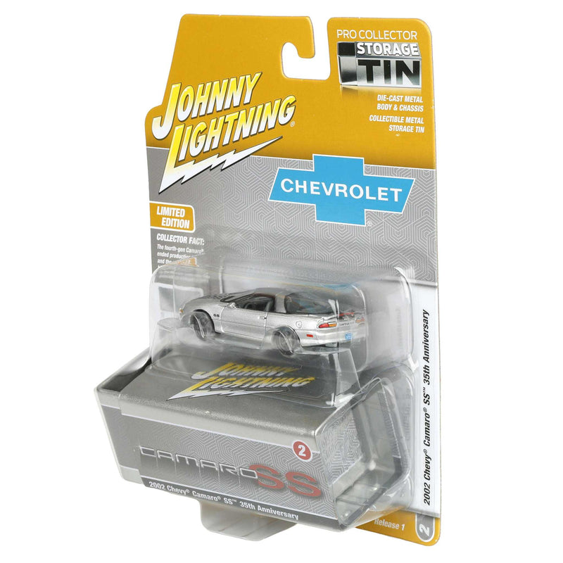 1/64 2002 Chevy Camaro SS 35th Anniversary, Sebring Silver, Johnny Lightning Collector Tin Series