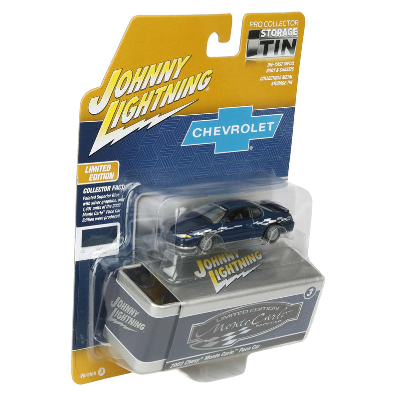 1/64 2002 Chevy Monte Carlo Pace Car, Superior Blue, Johnny Lightning Collector Tin Series
