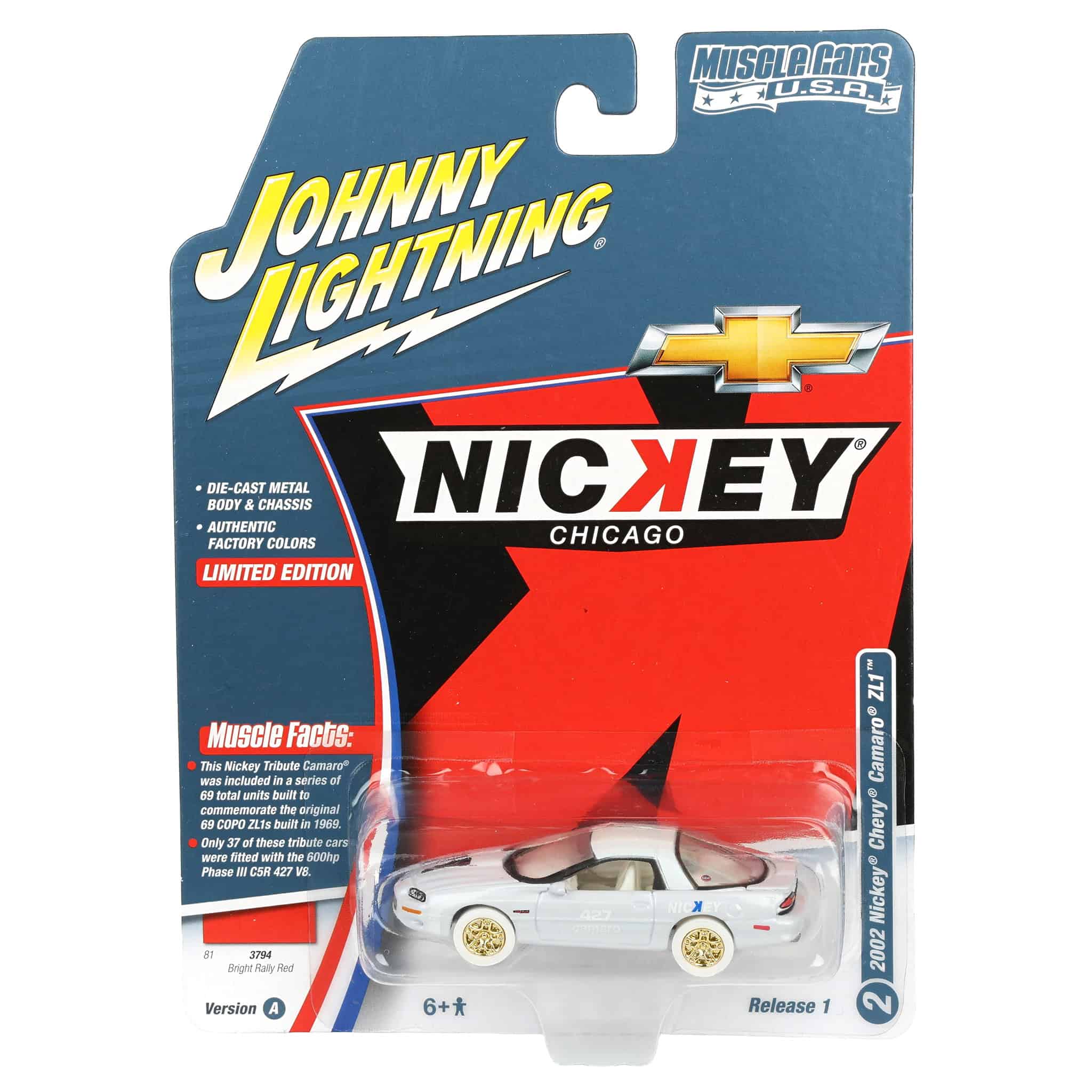 White Lightning Chase Unit ~ 1/64 Nickey 2002 Chevrolet Camaro ZL1