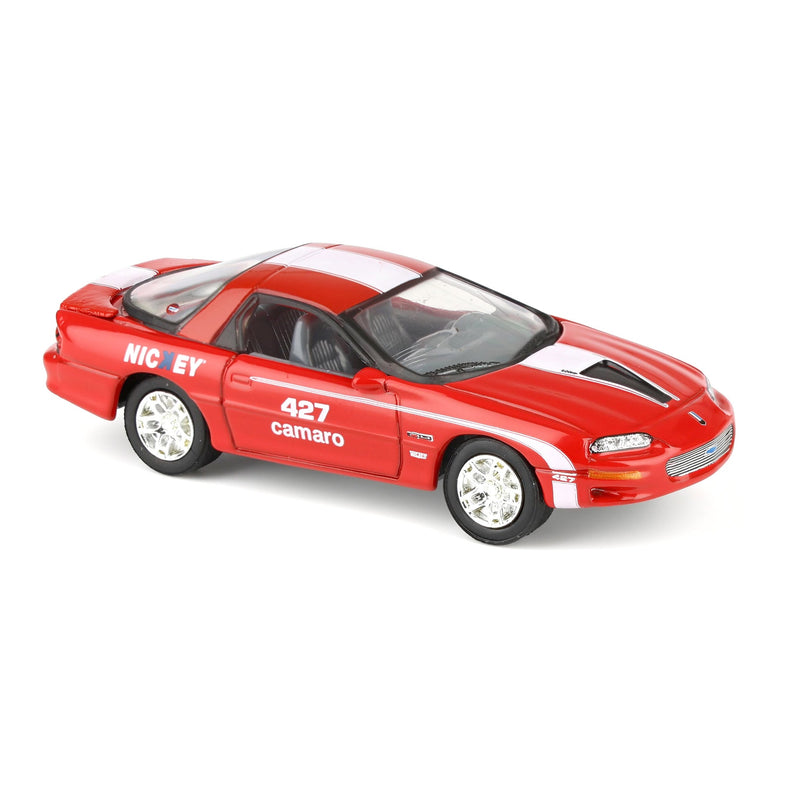 1/64 Nickey 2002 Chevrolet Camaro ZL1, Red with White Stripes, Johnny Lightning Muscle Car Series