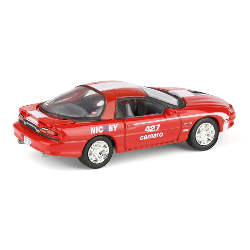 1/64 Nickey 2002 Chevrolet Camaro ZL1, Red with White Stripes, Johnny Lightning Muscle Car Series