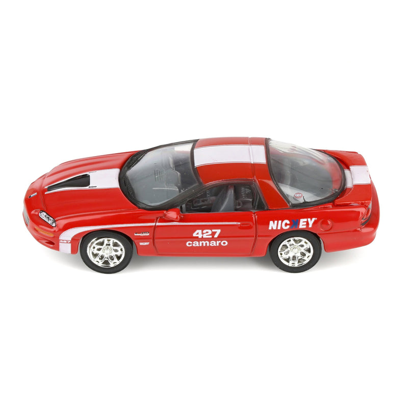 1/64 Nickey 2002 Chevrolet Camaro ZL1, Red with White Stripes, Johnny Lightning Muscle Car Series