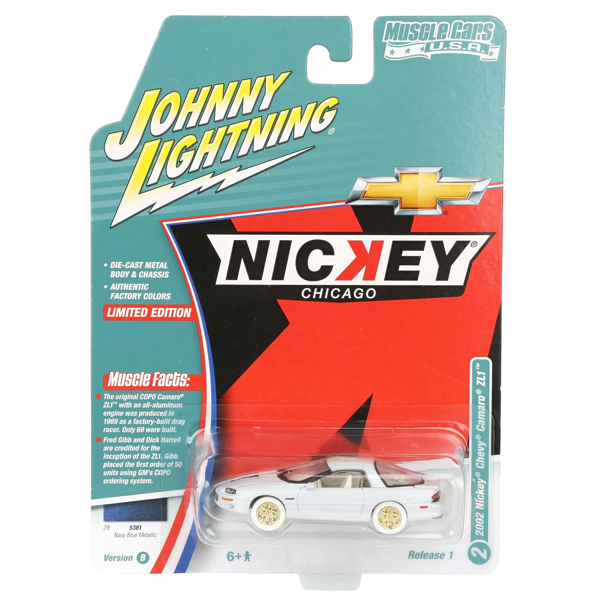 White Lightning Chase Unit ~ 1/64 Nickey 2002 Chevrolet Camaro ZL1