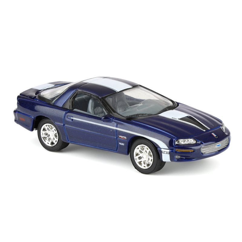 1/64 Nickey 2002 Chevrolet Camaro ZL1, Metallic Blue with White Stripes, Johnny Lightning Muscle Car Series