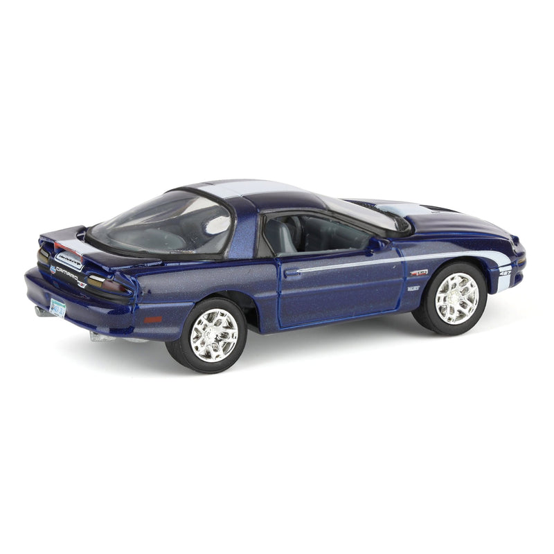 1/64 Nickey 2002 Chevrolet Camaro ZL1, Metallic Blue with White Stripes, Johnny Lightning Muscle Car Series