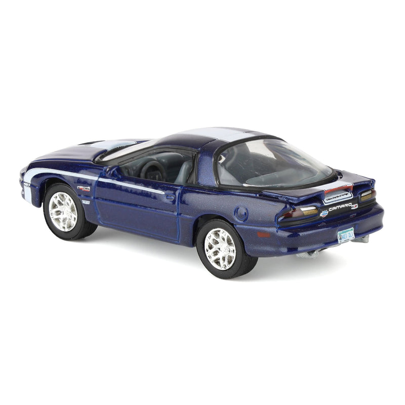 1/64 Nickey 2002 Chevrolet Camaro ZL1, Metallic Blue with White Stripes, Johnny Lightning Muscle Car Series