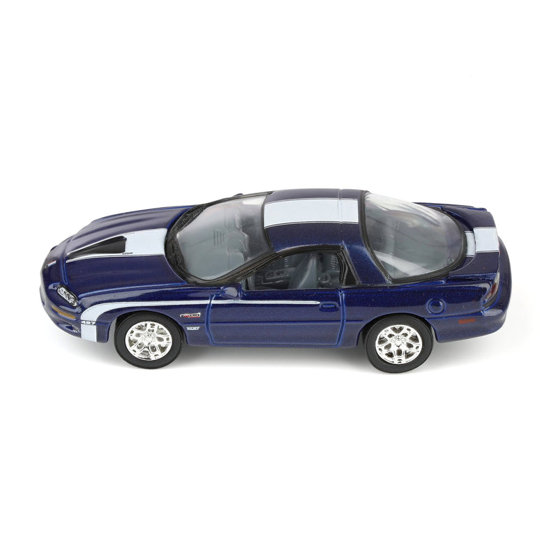 1/64 Nickey 2002 Chevrolet Camaro ZL1, Metallic Blue with White Stripes, Johnny Lightning Muscle Car Series