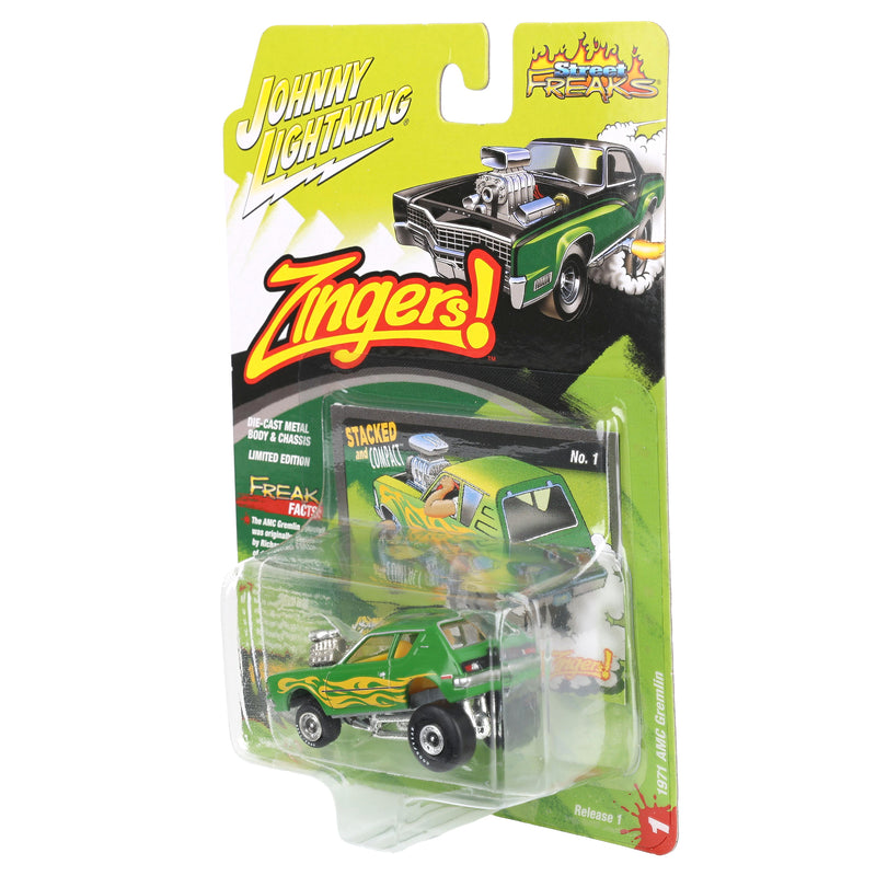 1/64 1971 AMC Gremlin, Metallic Lime Green, Johnny Lightning Zingers