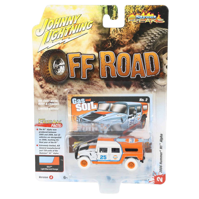White Lightning Chase Unit ~ 1/64 2006 Hummer H1 Alpha, Gulf Oil, Johnny Lightning Off Road