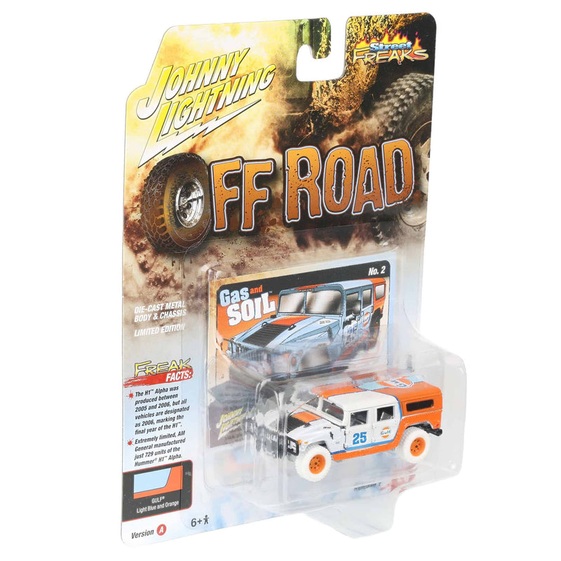 White Lightning Chase Unit ~ 1/64 2006 Hummer H1 Alpha, Gulf Oil, Johnny Lightning Off Road