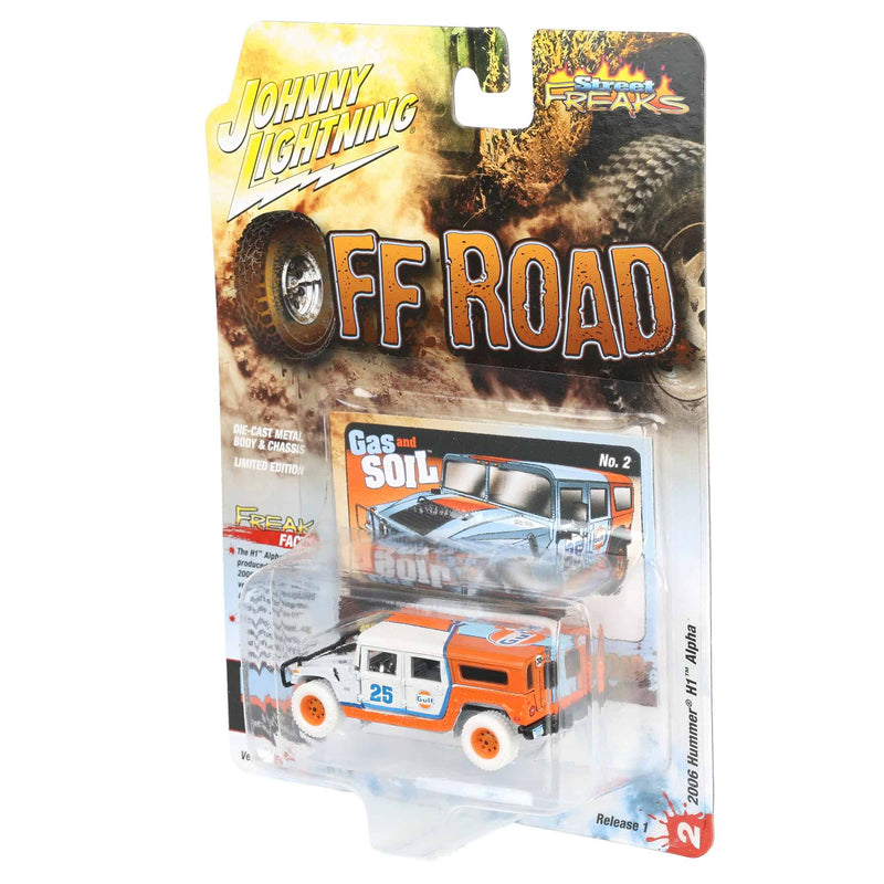 White Lightning Chase Unit ~ 1/64 2006 Hummer H1 Alpha, Gulf Oil, Johnny Lightning Off Road
