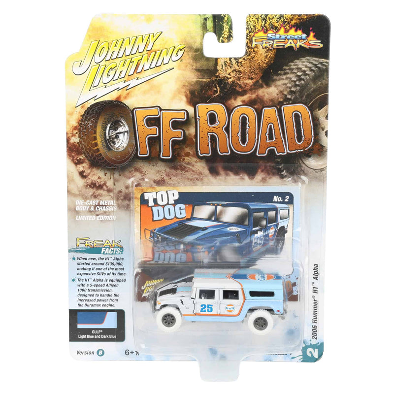White Lightning Chase Unit ~ 1/64 2006 Hummer H1 Alpha, Gulf Oil, Johnny Lightning Off Road
