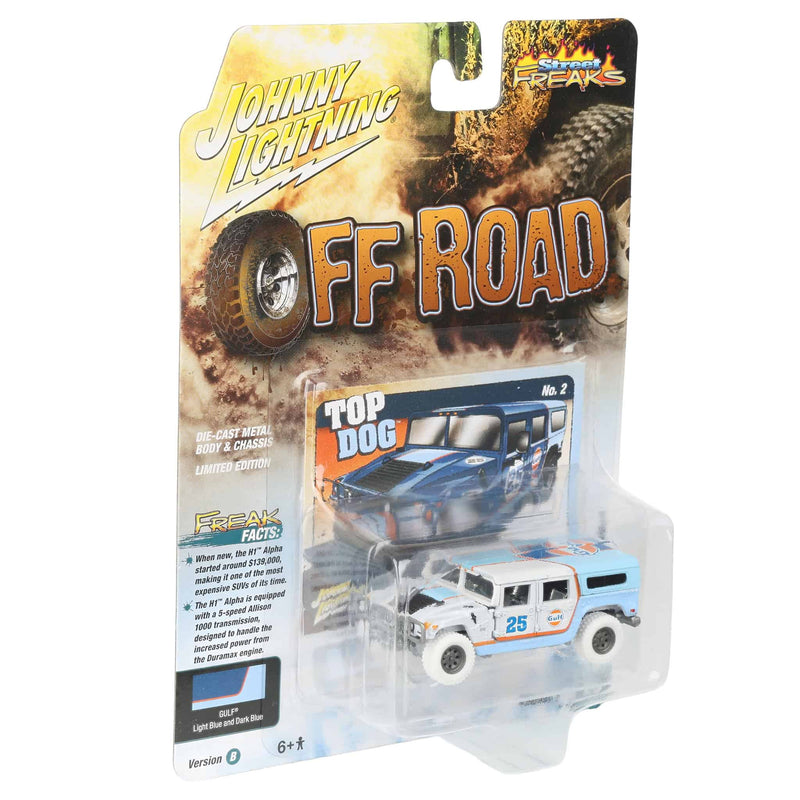 White Lightning Chase Unit ~ 1/64 2006 Hummer H1 Alpha, Gulf Oil, Johnny Lightning Off Road