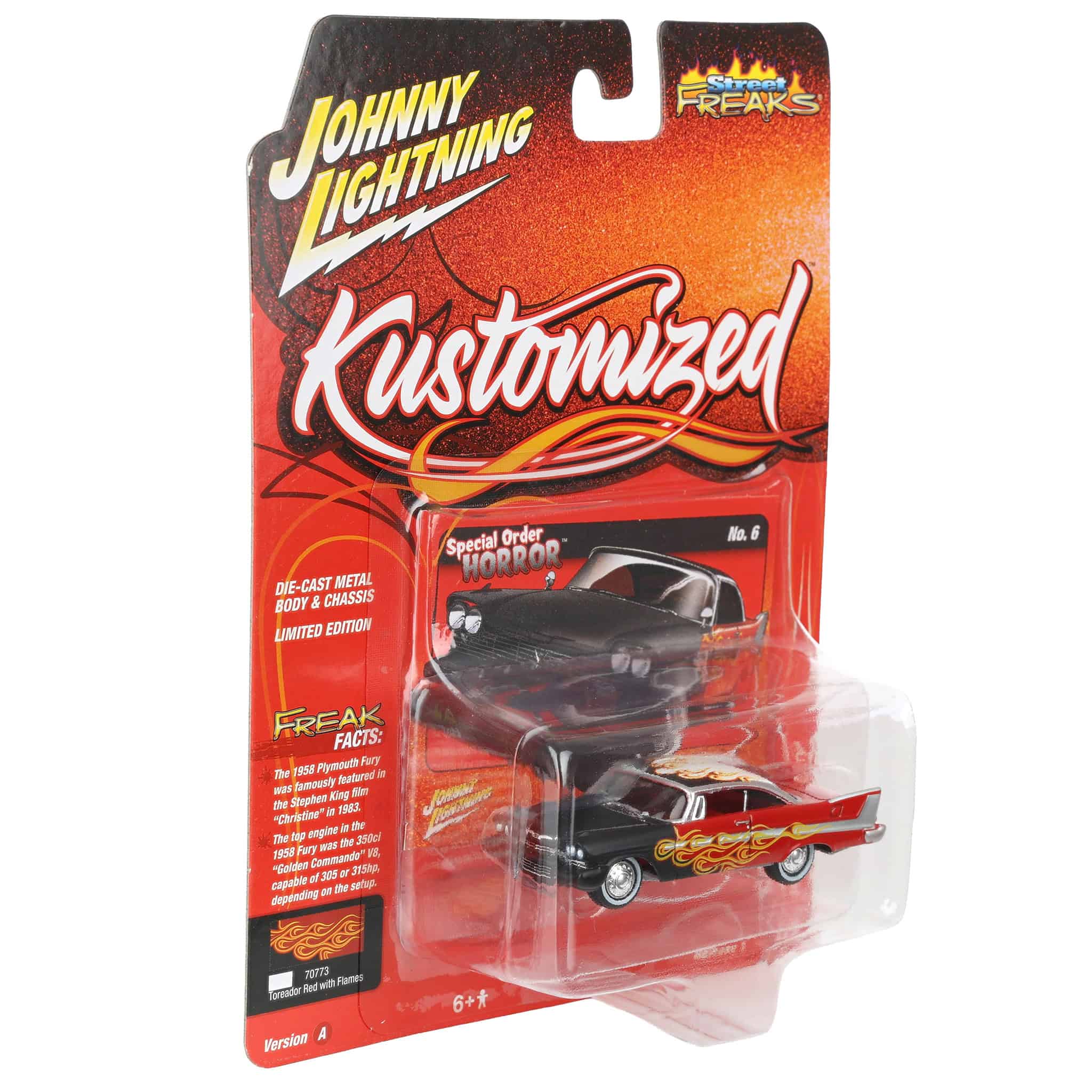 1/64 1958 Plymouth Fury with Flames, Johnny Lightning Kustomized