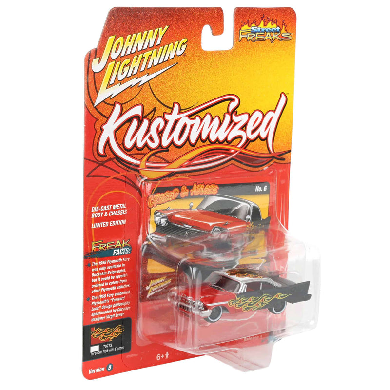 1/64 1958 Plymouth Fury with Flames, Johnny Lightning Kustomized