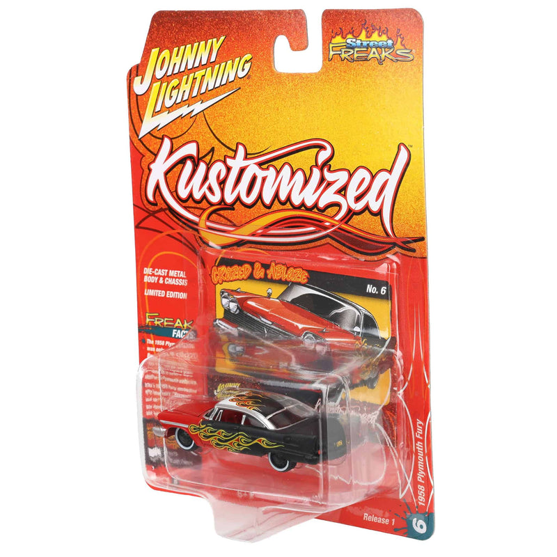 1/64 1958 Plymouth Fury with Flames, Johnny Lightning Kustomized