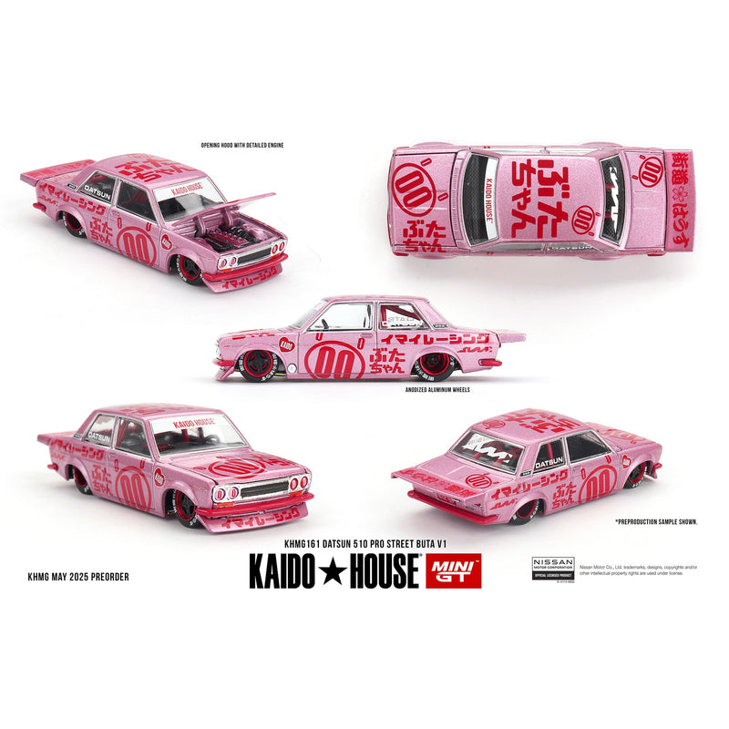 SEALED 1/64 Datsun 510 Pro Street Buta Z1, Pink, Kaido House x Mini GT - Chance for Raw Chase Unit