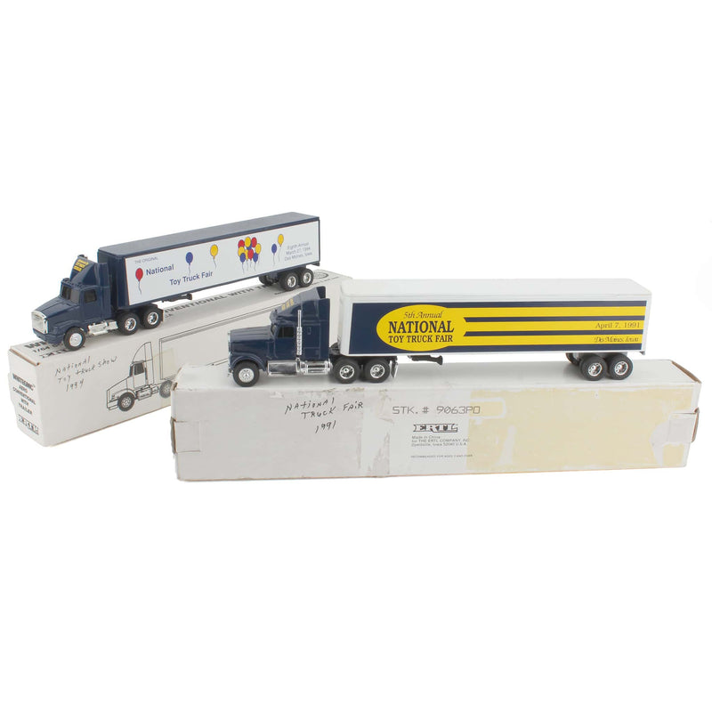 Lot of (2) 1/64 National Toy Truck Fair Semis with Box Trailers by ERTL