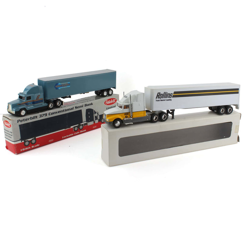 Lot of (1) 1/64 Werner Semi with Box Trailer by SpecCast and (1) 1/64 Rollins Semi with Box Trailer by Road Champs