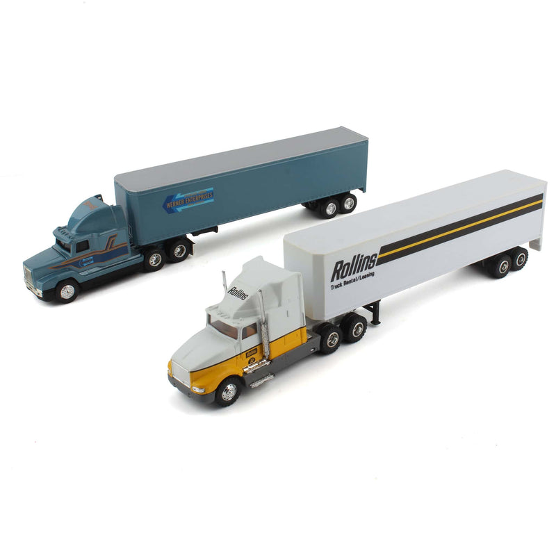 Lot of (1) 1/64 Werner Semi with Box Trailer by SpecCast and (1) 1/64 Rollins Semi with Box Trailer by Road Champs