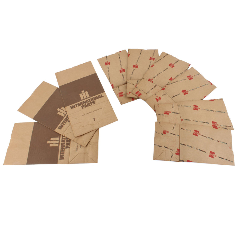 Lot of (7) #2 International Harvester Parts Paper Bag and (3) #4 International Parts Paper Bags
