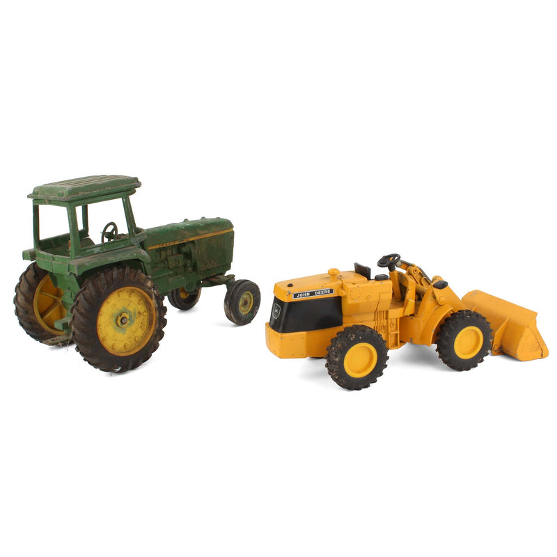 Lot of (2) 1/16 John Deere Tractors and (1) John Deere Loader by ERTL