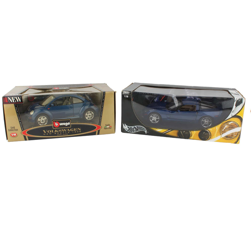 Lot of (1) 1/18 Corvette by Hot Wheels and (1) 1/18 Volkswagen Beetle by BBurago