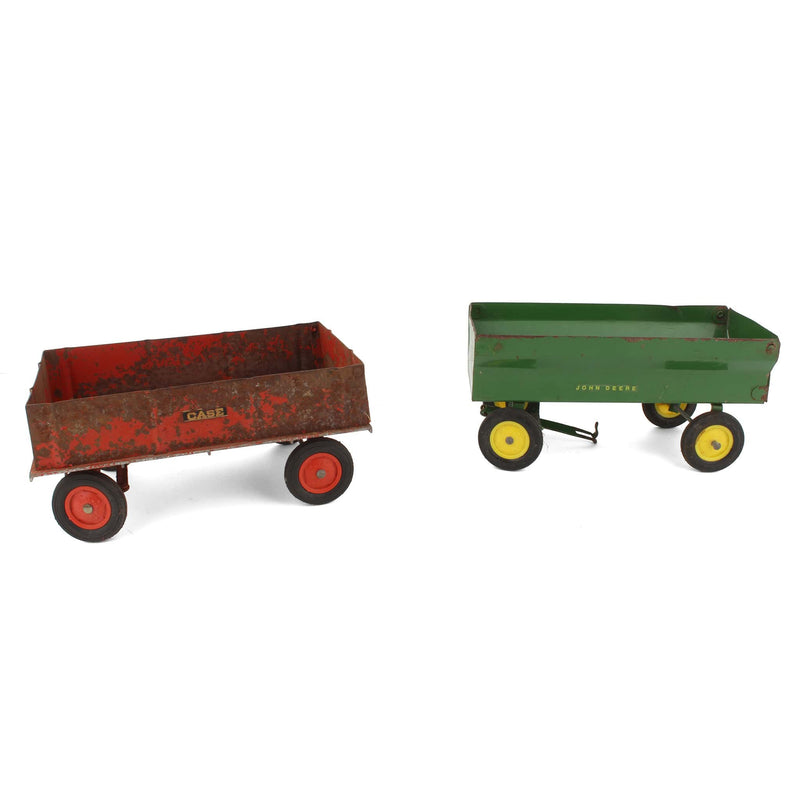Lot of (2) 1/16 Tractors, (2) 1/16 Barge Wagons and (1) Wagon Frame