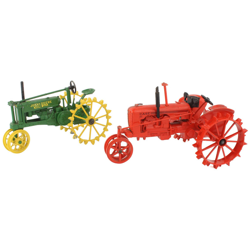 Lot of (2) 1/16 Tractors, (2) 1/16 Barge Wagons and (1) Wagon Frame