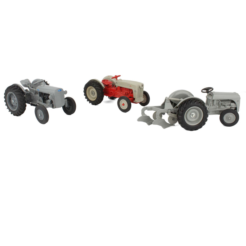 Lot of (1) 1/16 Ferguson Tractor, (1) 1/16 Ford Tractor, and (1) 1/16 Ford Tractor with Attached Plow