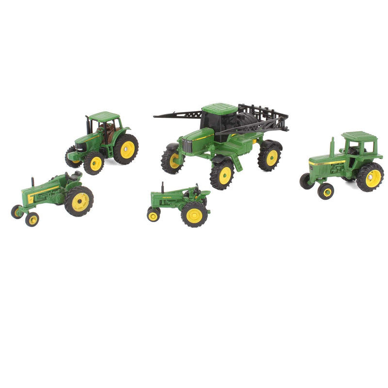 Lot of (4) 1/64 John Deere Tractors and (1) 1/64 John Deere Self-Propelled Sprayer by ERTL