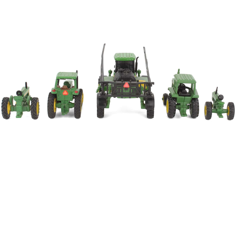 Lot of (4) 1/64 John Deere Tractors and (1) 1/64 John Deere Self-Propelled Sprayer by ERTL