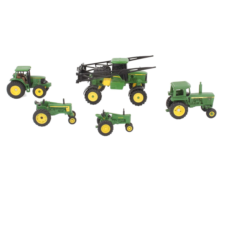 Lot of (4) 1/64 John Deere Tractors and (1) 1/64 John Deere Self-Propelled Sprayer by ERTL