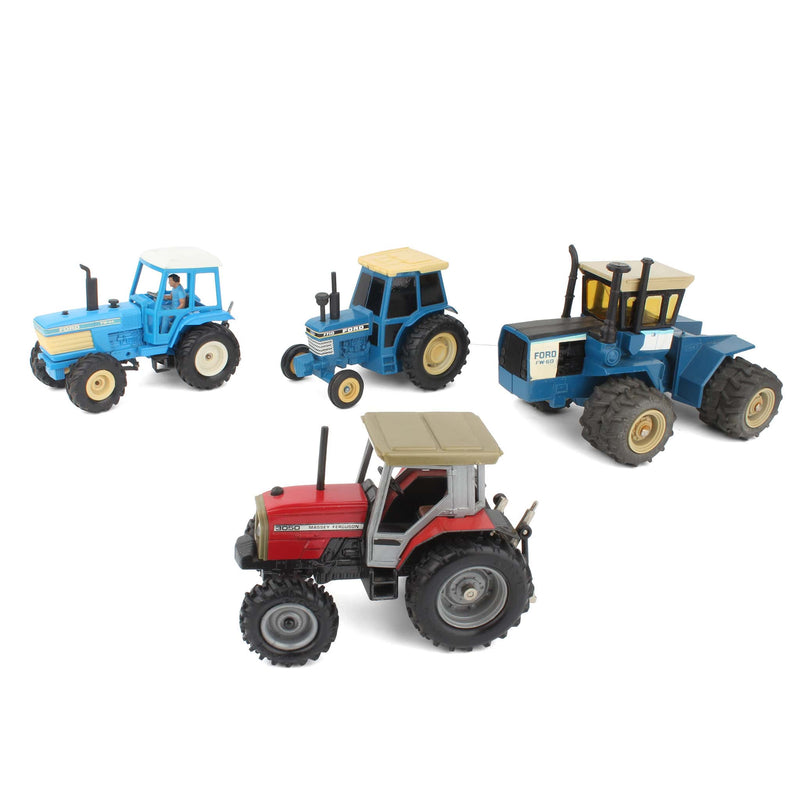 Lot of (3) 1/32 Ford Tractors and (1) 1/32 Massey Ferguson Tractor