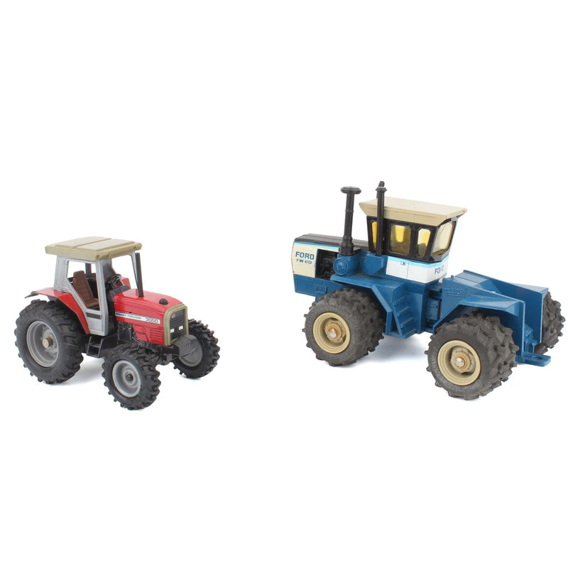 Lot of (3) 1/32 Ford Tractors and (1) 1/32 Massey Ferguson Tractor