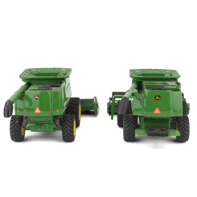 Lot of (2) 1/64 John Deere Combine with (2) Grain Headers and (2) Corn Headers by ERTL