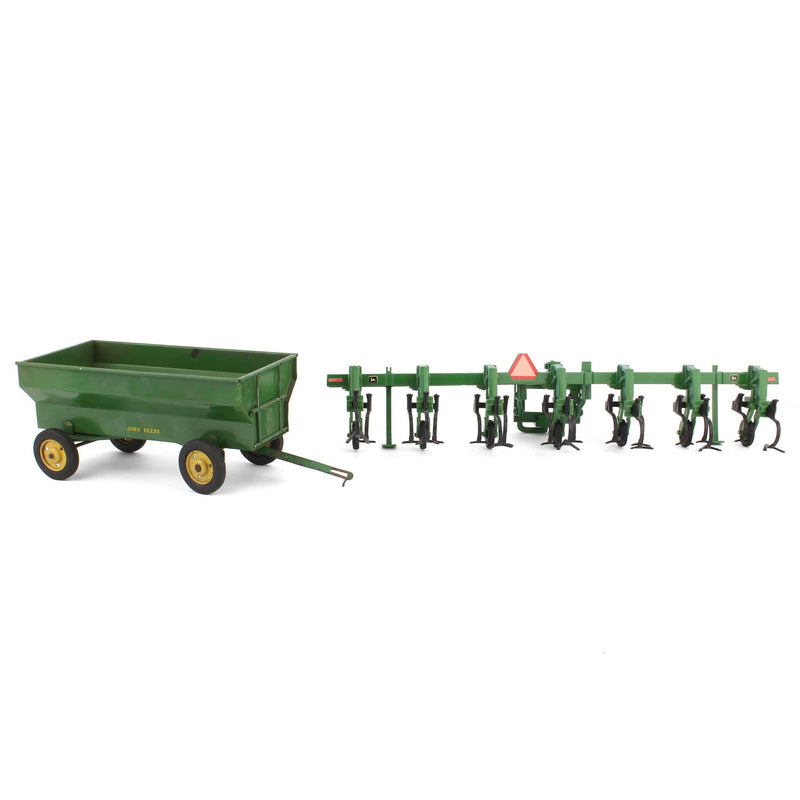 Lot of (1) Flare Barge Wagon and (1) 1/16 John Deere Cultivator
