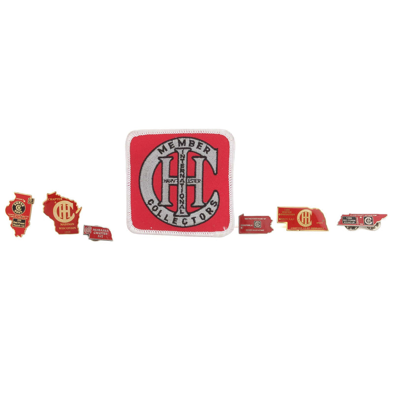 Lot of (6) International Harvester Collector & Red Power Roundup Pins & (1) IH Collector Iron On Patch