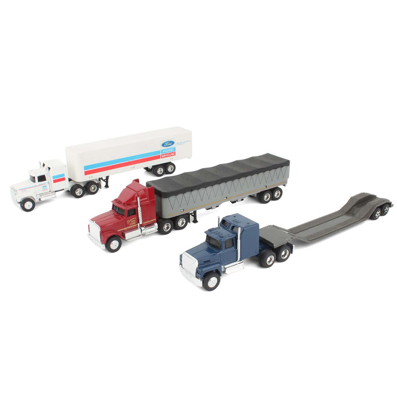 Lot of (3) 1/64 Semi Trucks with Associated Trailers by ERTL