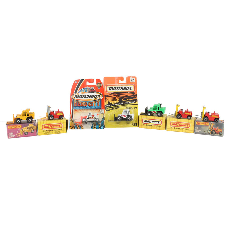 Lot of (4) Sanbron Style Jacklifts and (3) Sitdown Forklifts by Matchbox