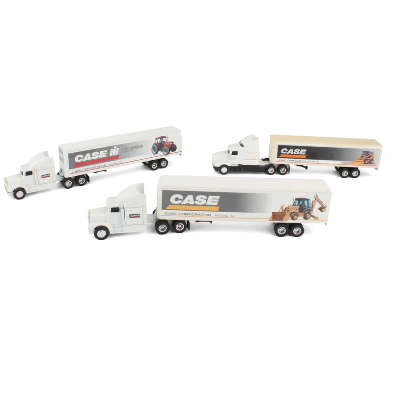 Lot of (3) 1/64 White Case Semi Trucks with (3) Associated Trailers by ERTL