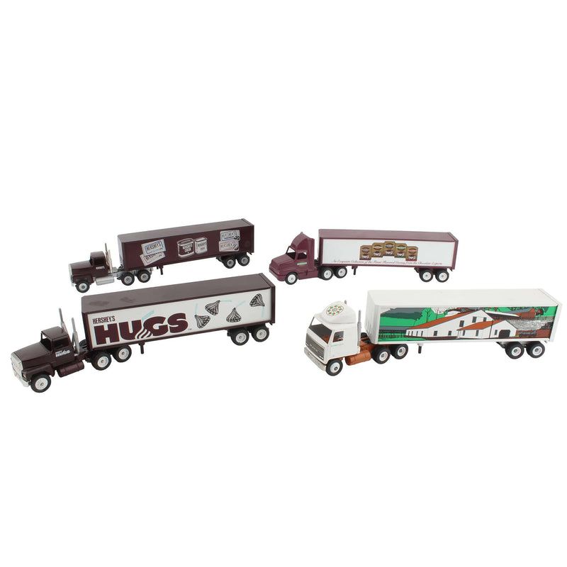 Lot of (4) 1/64 Semi Trucks with (4) Associated Hershey Product Trailers by Winross