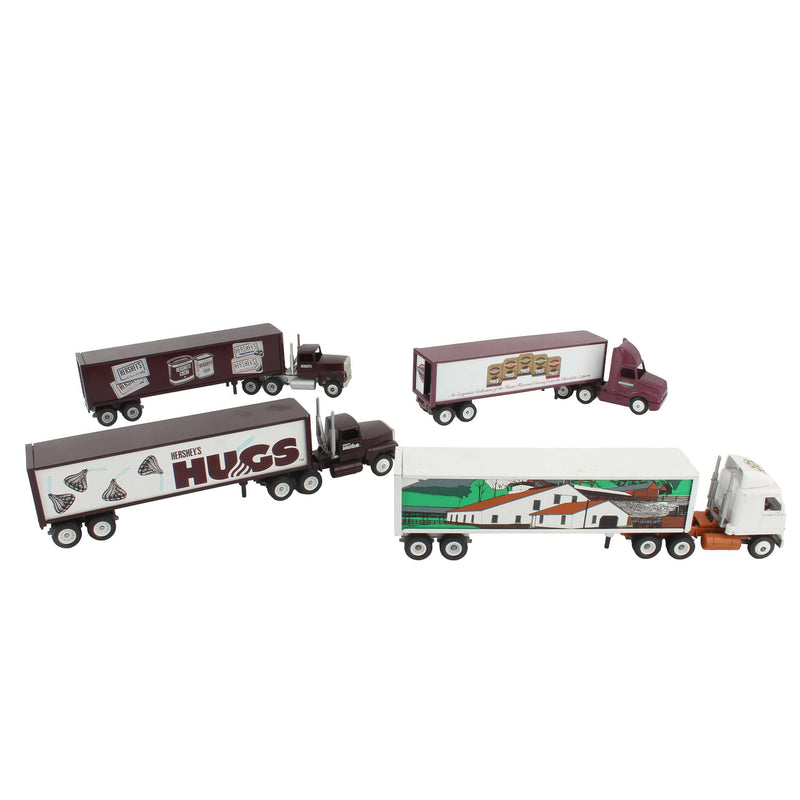 Lot of (4) 1/64 Semi Trucks with (4) Associated Hershey Product Trailers by Winross