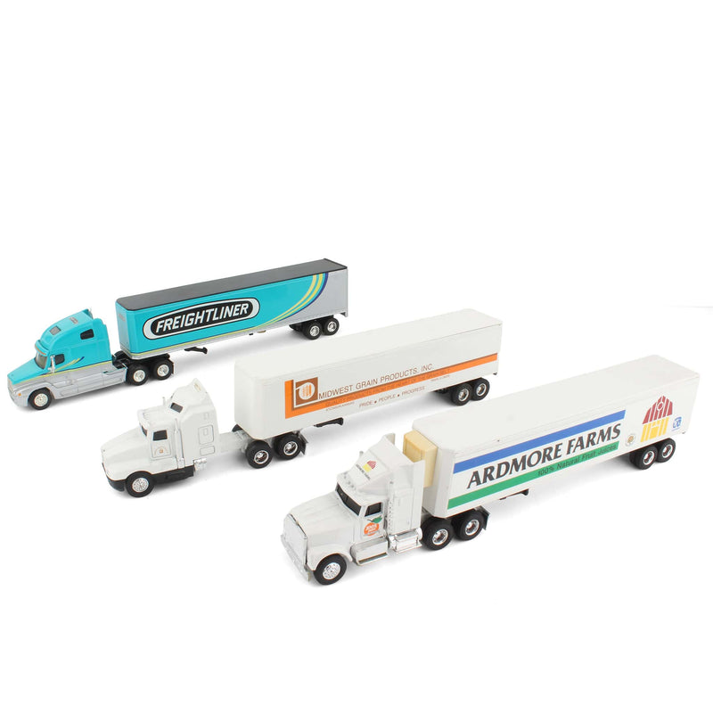 Lot of (3) 1/64 Semi Trucks with (3) 1/64 Matching Trailers