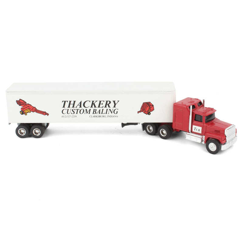 Lot of (2) 1/64 Ford Semi Trucks, (1) 1/64 Mack Semi Truck, and (3) Box Trailers