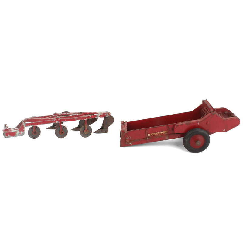 Lot of (1) 1/16 McCormick Deering Tractor Spreader and (1) 1/16 3-Bottom Plow
