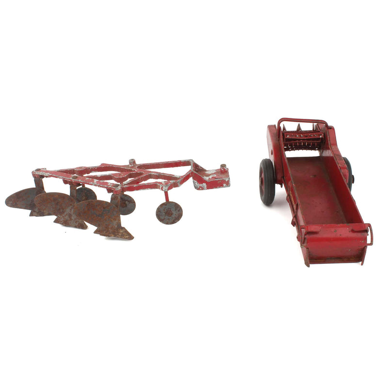 Lot of (1) 1/16 McCormick Deering Tractor Spreader and (1) 1/16 3-Bottom Plow
